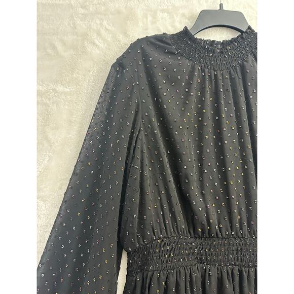 Torrid Mini Clip Dot Blouson Dress 2 2X Smocked Neck Waist - Picture 3 of 11